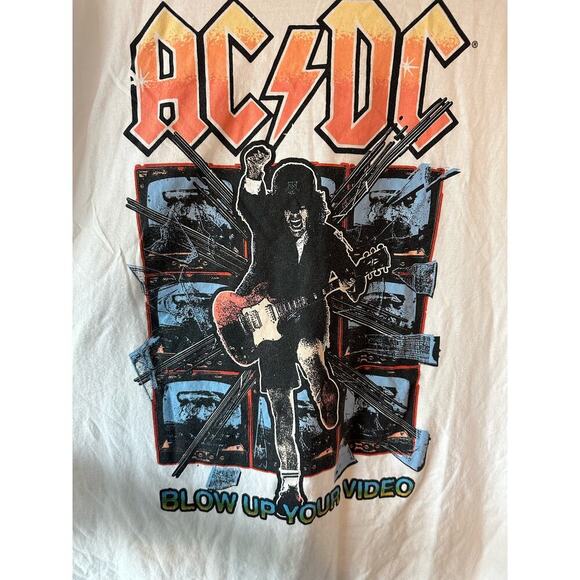 AC DC Official Blow Up Your Video Men's White T-Shirt Size XL - Picture 2 of 3
